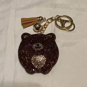 Brown Bear Keychain with Gold Accents